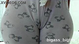 Curvy BBW Milf Teases Cameltoe While Masturbating in Tight Pajamas