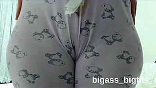 Curvy BBW Milf Teases Cameltoe While Masturbating in Tight Pajamas