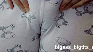curvy latina rubs her fat pussy through camel toe pajamas at home