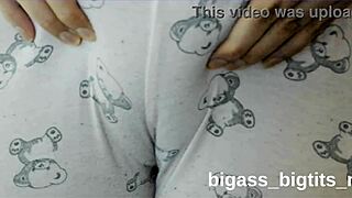 curvy latina rubs her fat pussy through camel toe pajamas at home