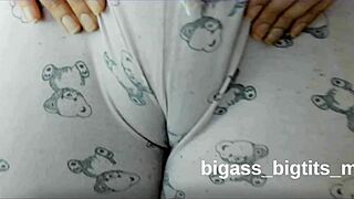 curvy latina rubs her fat pussy through camel toe pajamas at home