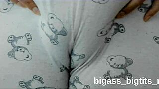 fat latina milf spreads cameltoe pussy fingering in pajamas solo
