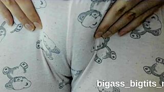 curvy latina rubs her fat pussy through camel toe pajamas at home