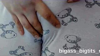 fat latina milf spreads cameltoe pussy fingering in pajamas solo