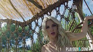 naturally curvy teen blonde does solo outside