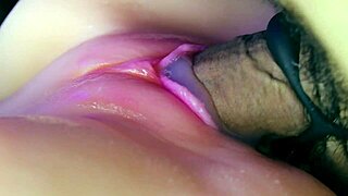 juicy pussy close up takes big cock cum load