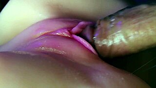 juicy pussy close up takes big cock cum load