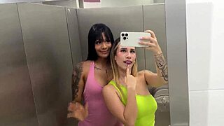 hot sexy latinas have sex in a mall bathroom - may hernandez