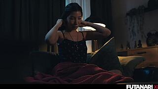tgirl grows futa cock for solo prostate orgasm with cum