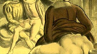 vintage erotic art displayed in antique style