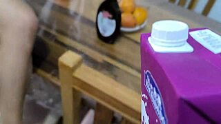 Seductive wife offers husband a special and dirty gift on their wedding anniversary