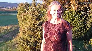Grandma is wearing a sheer bodysuit outside