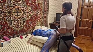 anastasia mistress dominates cute submissive boy with strap on