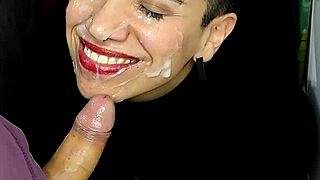 quick office facial after a fast blowjob