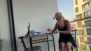 beautiful blonde college teacher tries on outfits for porn shoot