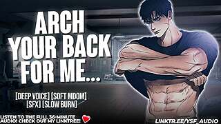 Personal trainer stretches you with dirty talk