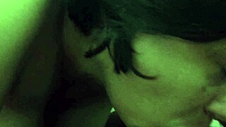 Milf gives pov blowjob to big black cock in amateur interracial scene
