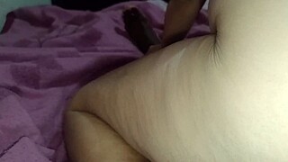 Milf gives pov blowjob to big black cock in amateur interracial scene