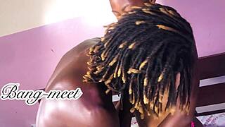 Nigeria chocolate pussy gets rough pounding from monster cock