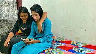 rajesh enjoys best threesome with his wife and sister in law on bed
