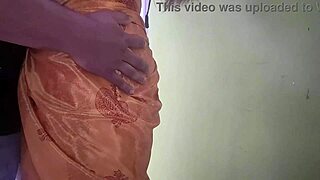 Long lip lock romance with tongue kiss – hot mallu couple in saree part -1