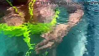 artemisia love flashes her juicy big tits in the pool