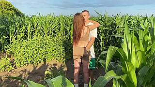 i roughly fucked a hot cute babe to multiple orgasms in a public corn field