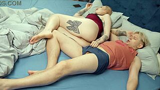 Step Son Creampies Step Mom During Hotel Bed Share And Petting Session
