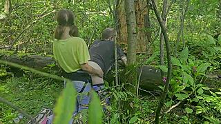 Anastasia straps on and fucks sasha outdoors hard