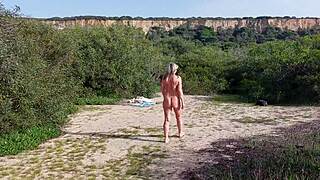 martinawest granny is a nudist on beach