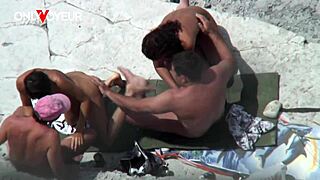 naughty hot wives give sloppy head to husbands on public beach