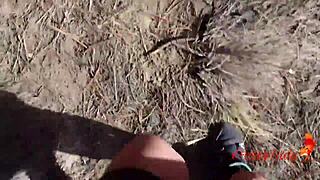 森でランダム男にディープスロートして大量顔射